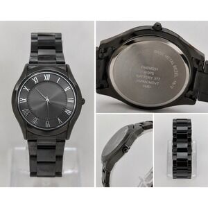 FMD Men's Black Quartz Wrist Watch Roman Numeral Dial Japan Movt Needs Battery